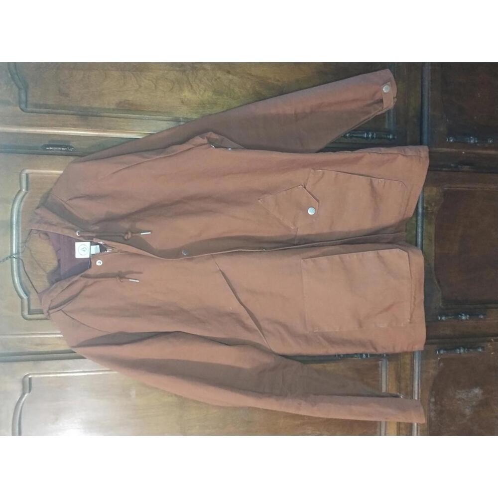 Casual Men's Volcom Storken Orange Cotton Hooded Jacket Size Large